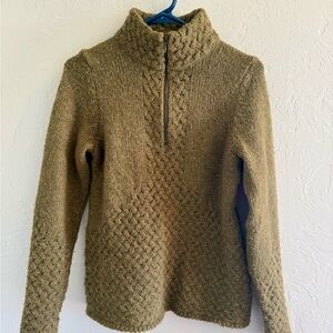 Royal Robbins Wool Textured Olive Turtleneck Sweater
